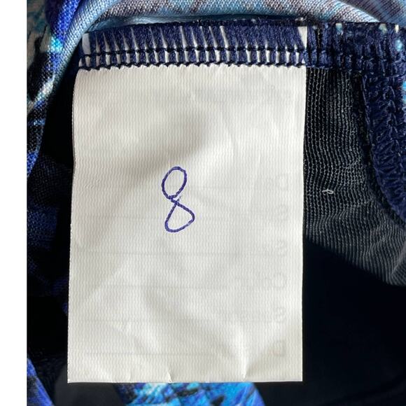 TYR DuraFast Elite Tremiti Twisted Bra Tankini Swim Top Black Blue Size 8 SAMPLE - Picture 6 of 6